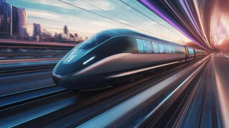 High speed train in motion blur. Concept of fast movement. 3d renderingの写真素材