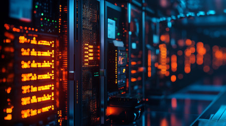 Server room data center. Internet and technology concept. 3d render