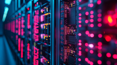 Server room data center. Internet and technology. Server room data center.