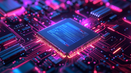 Circuit board. Technology background. 3d rendering, 3d illustration.の写真素材