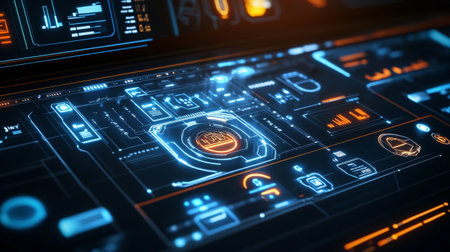 Futuristic HUD interface. Futuristic user interface. 3d rendering