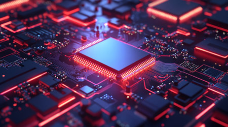Circuit board. Technology background. 3d rendering, 3d illustration.