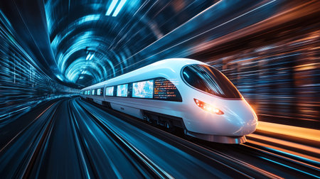 high speed train in motion blur with high speed effect, abstract background