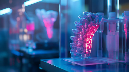 3d render of human spine model in medical laboratory. 3d illustrationの写真素材