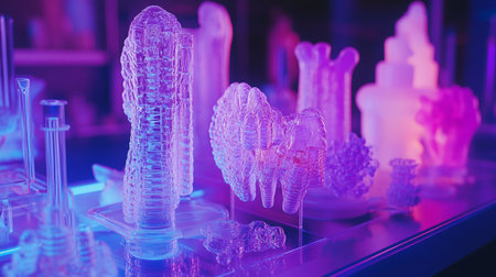 Hexagonal shape of human body in the laboratory, closeupの写真素材