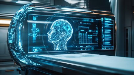 Digital artificial intelligence (AI), machine learning and machine learning concept. 3D Rendering