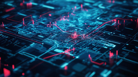 Futuristic circuit board background. 3d rendering toned image