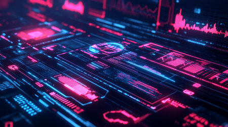 Futuristic HUD interface. Abstract cyberspace concept. 3D Rendering