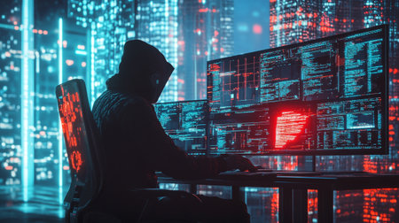 Hacker using computer in cyber security concept. 3D Rendering