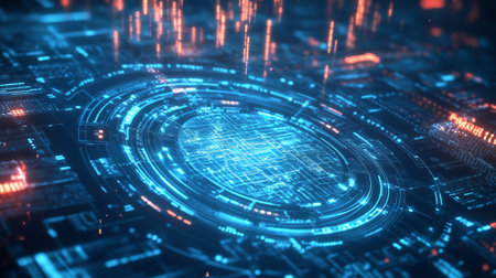 Futuristic technology user interface. Abstract 3d rendering illustration.