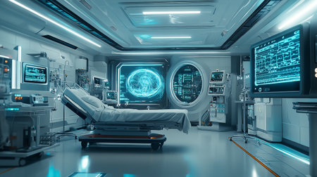 3D rendering of a medical room in a hospital with an emergency room