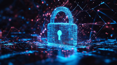 Cyber security and data protection concept. 3d rendering toned image