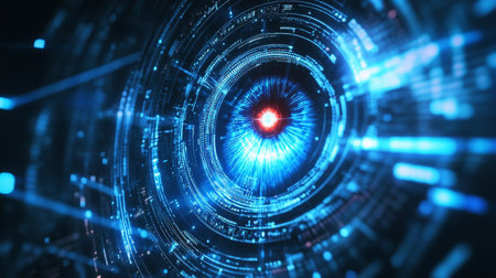 Futuristic technology interface. Digital data visualization. 3D rendering