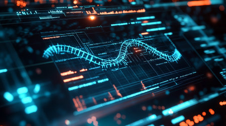 Futuristic technology interface. 3d rendering toned image double exposure