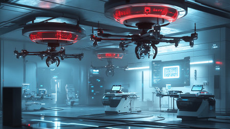 3d rendering of a machine in a modern operating room.