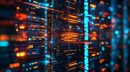 Futuristic technology background with glowing lines and bokeh. 3d rendering