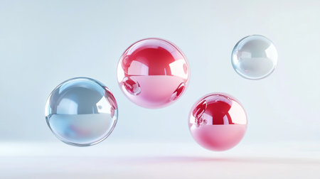 3d illustration of a group of glass balls floating in the air