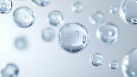 close up of water drops on white background, 3d render illustration