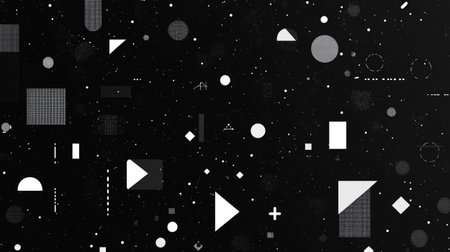 Abstract black and white background with geometric elements. 3d illustration.