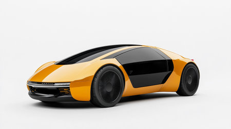 3D rendering of a brand-less generic concept car in studio environment