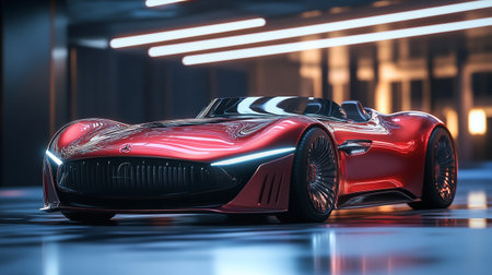 3D rendering of a brand-less generic concept car in studio environment