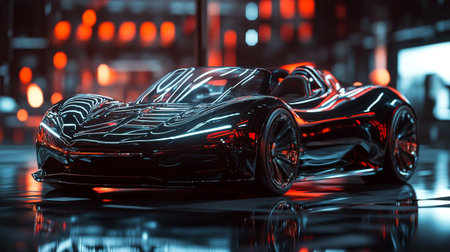 3D rendering of a brand-less generic concept car in studio environment