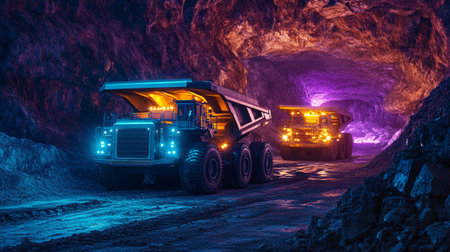 Truck in a mine. 3d rendering, 3d illustration.