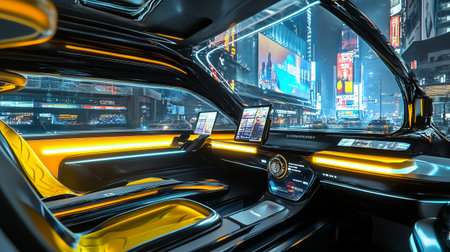 Interior of a futuristic car in Hong Kong.の写真素材