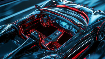 Close up view of the interior of a modern car. 3D renderingの写真素材