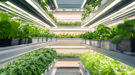 Organic hydroponic vegetable growing in a greenhouse. Vegetables growing in a greenhouse