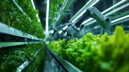 Hydroponics, Robotic arm working in hydroponics farm