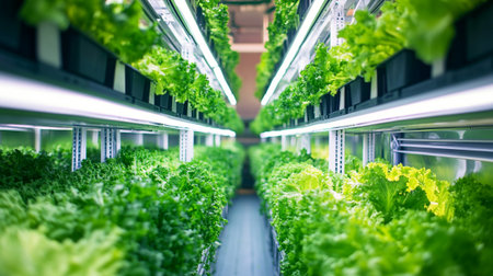 Organic hydroponic vegetable cultivation farm for healthy food and agriculture concept.
