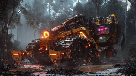 Monster truck in the forest. 3d rendering.の写真素材