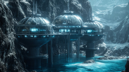 Futuristic alien planet in deep space. 3D Rendering