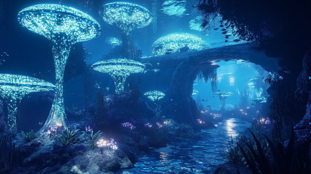 Underwater world. 3D render of underwater world. Underwater world.の写真素材