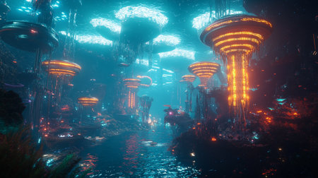 Fantasy alien world. 3d rendering. Computer digital drawing.