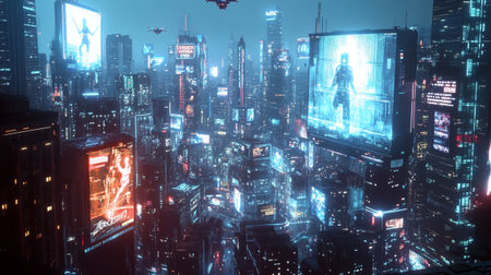 New York City at night, United States of America. 3D renderingの写真素材