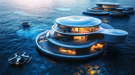 3D CG rendering of Futuristic building. High resolution image.