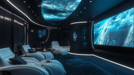 Futuristic spaceship interior 3D rendering. Futuristic spaceship interior.の写真素材