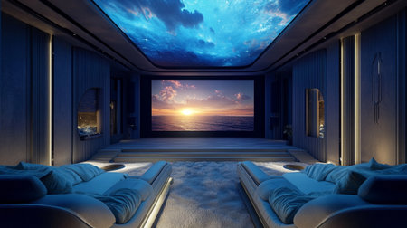 3D CG rendering of the room with sea and sky in the background