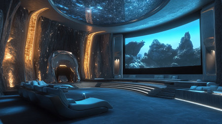 3D CG rendering of Virtual reality space and science fiction interior.