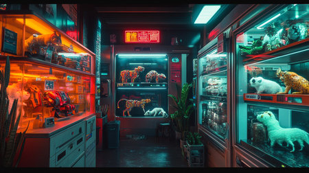 The interior of a pet shop in Kuala Lumpur, Malaysia.