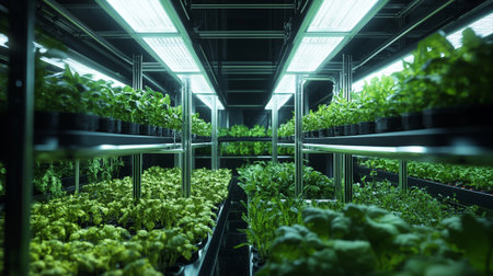 Organic hydroponic vegetable growing in a greenhouse in the Netherlands