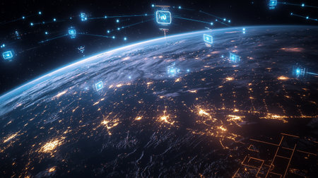 Global network connection over the world 3D rendering elements of this image furnished by NASA