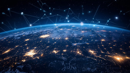 Global network connection over the world 3D rendering elements of this image furnished by NASA