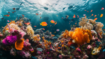 Colorful tropical coral reef and fish in the Red Sea, Egypt