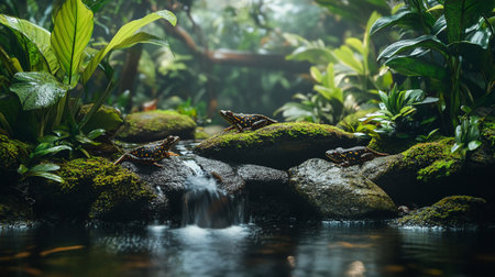 Wildlife scene from tropical rainforest.
