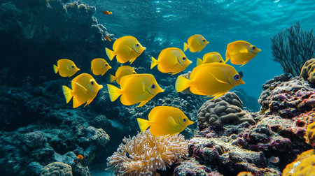 Tropical fish on a coral reef in the Red Sea.