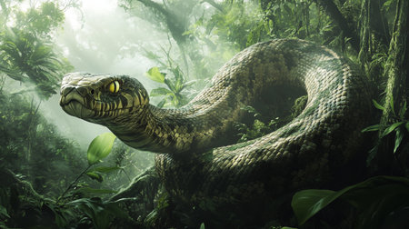 snake in the jungle. 3d render of snake in the jungle
