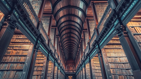 Interior view of the famous library of Paris, France.